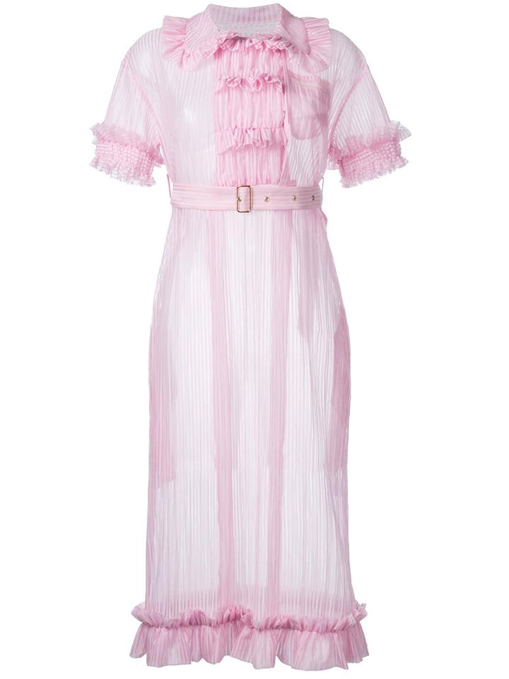 Akiko Aoki - Pleated Dress - Women - Nylon/polyester - M, Pink/purple, Nylon/polyester