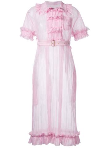 Akiko Aoki - Pleated Dress - Women - Nylon/polyester - M, Pink/purple, Nylon/polyester