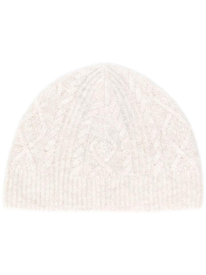 Pringle Of Scotland Cable Knit Beanie - Nude & Neutrals