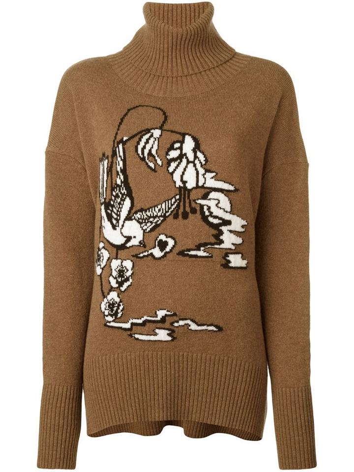 Markus Lupfer 'birdland' Roll Neck Jumper, Women's, Size: Small, Brown, Wool