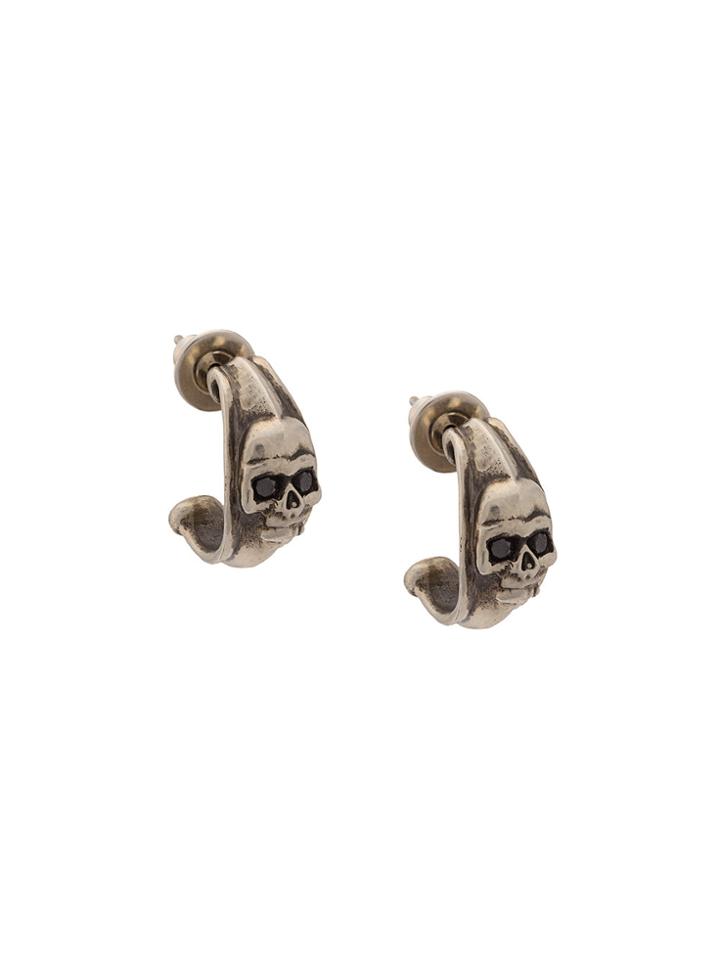Roman Paul Skull Hoop Earrings - Metallic