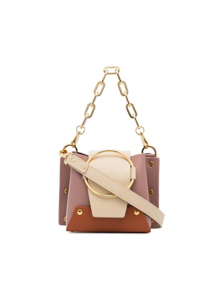 Yuzefi Pink And Nude Delila Mini Suede And Leather Cross-body Bag -