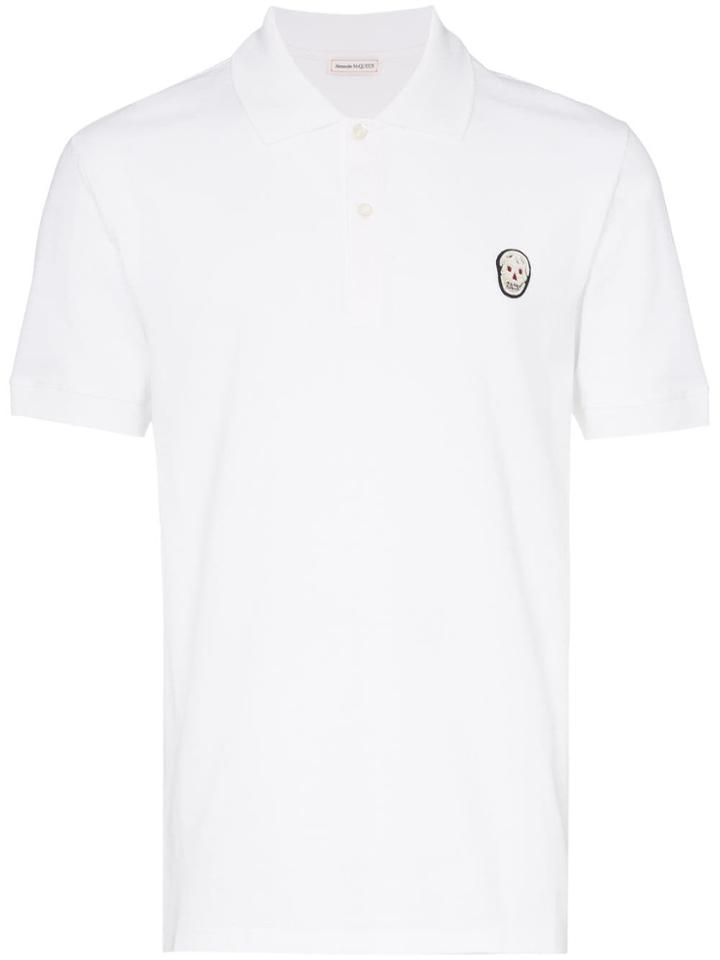 Alexander Mcqueen Skull Logo-embroidered Polo Shirt - White