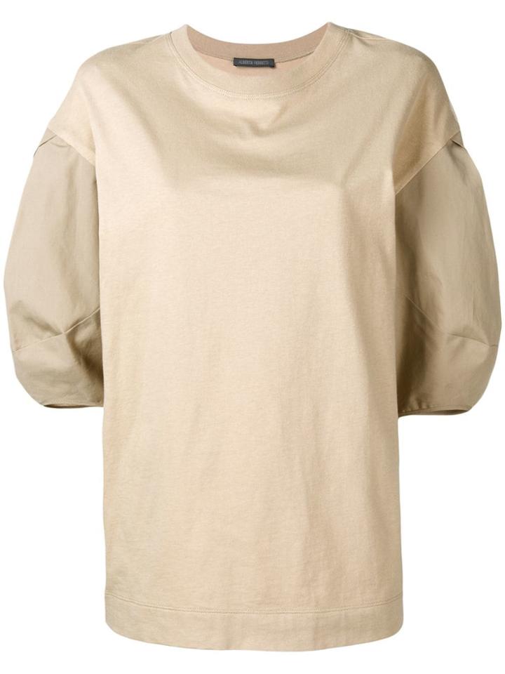Alberta Ferretti Puffball Sleeve T-shirt - Neutrals
