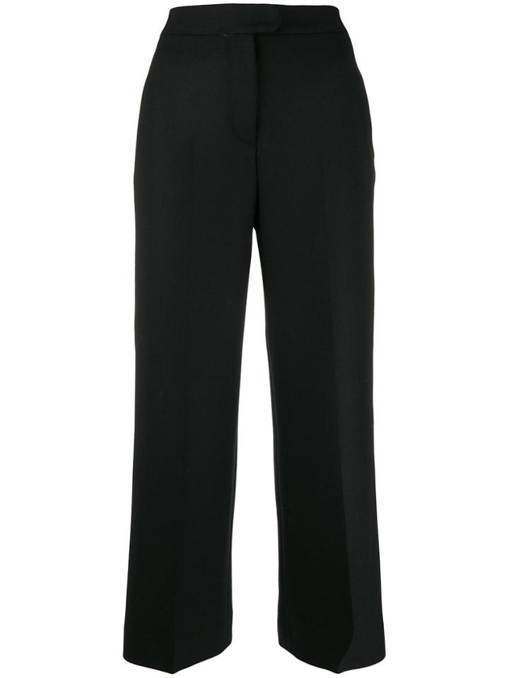 Pt01 Cropped Wide-leg Trousers - Black