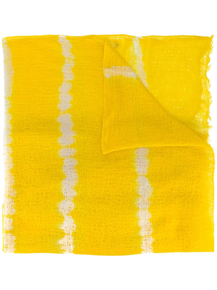 Suzusan - Tie Dye Scarf - Women - Cashmere - One Size, Yellow/orange, Cashmere