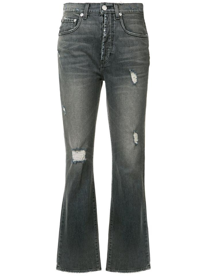 Adaptation Ripped Cropped Bootcut Jeans - Black