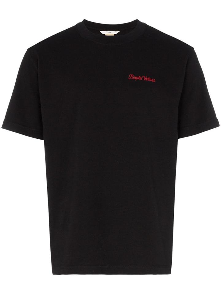 Eytys Smith Purple Velvet Cotton T-shirt - Black