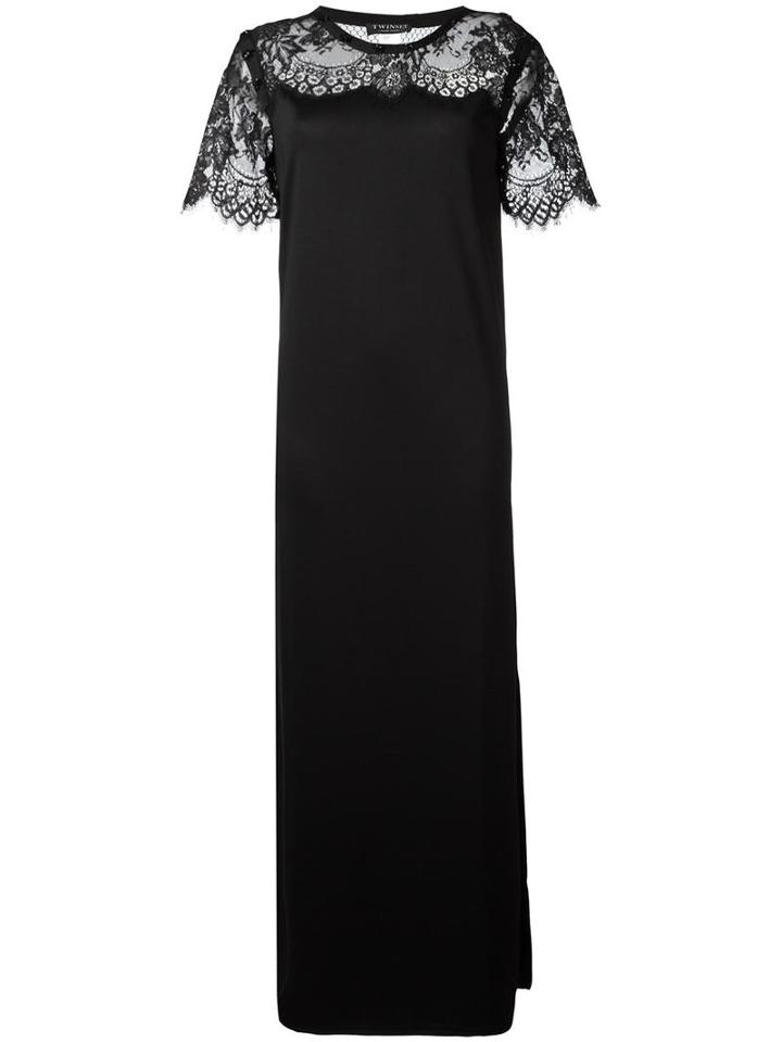 Twin-set Lace Sleeves Mid Dress, Women's, Size: 42, Black, Polyester/polyamide