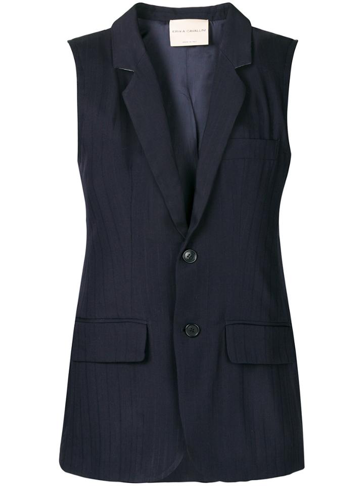 Erika Cavallini Sleeveless Blazer Jacket - Blue