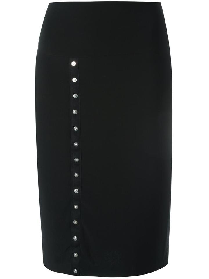 Norma Kamali 'side Snap' Pencil Skirt, Women's, Size: Xs, Black, Polyester/spandex/elastane