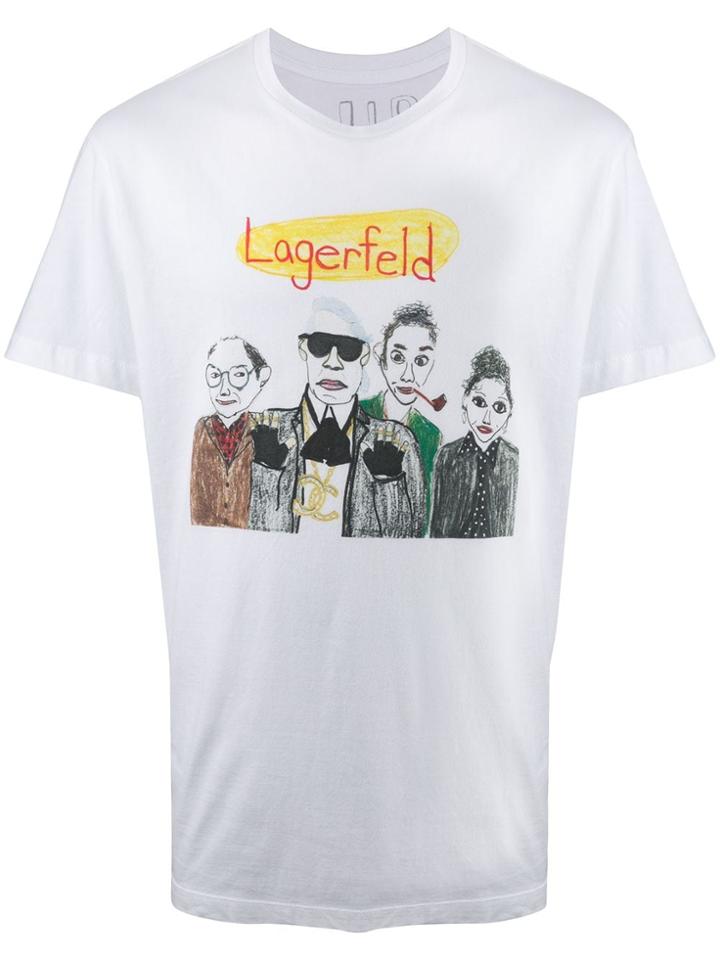 Unfortunate Portrait Lagerfeld Illustration Print T-shirt - White