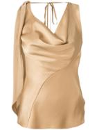 Roberto Cavalli Cowl Neck Blouse - Gold
