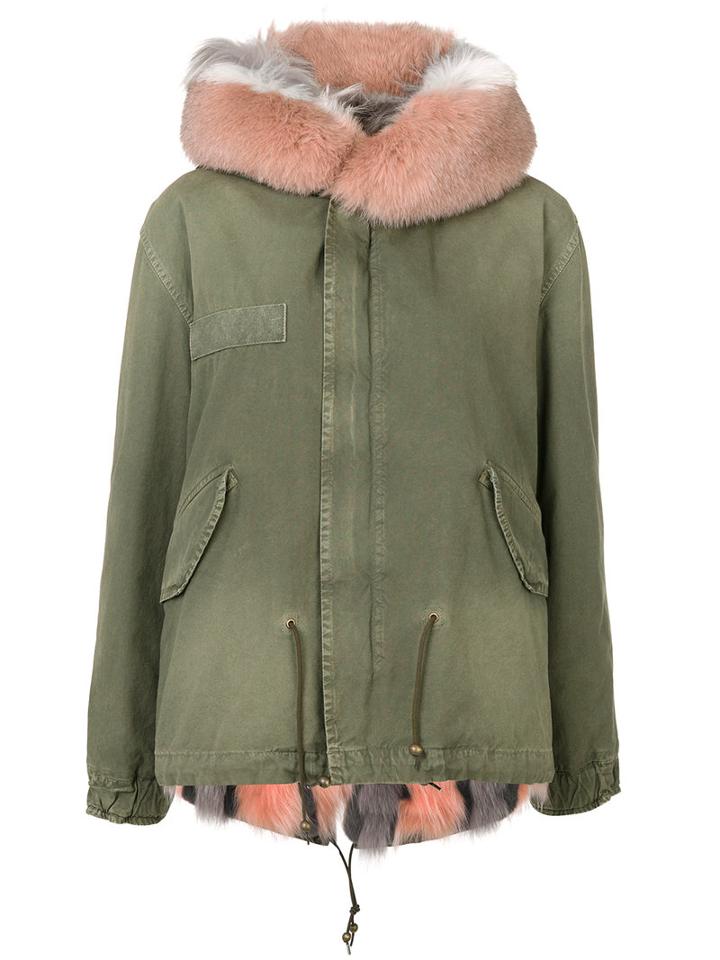 Mr & Mrs Italy - Fox Fur Lined Mini Parka Coat - Women - Cotton/fox Fur/lamb Skin/polyamide - Xxs, Green, Cotton/fox Fur/lamb Skin/polyamide