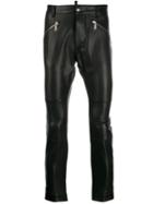 Dsquared2 Slim Fit Leather Trousers - Black