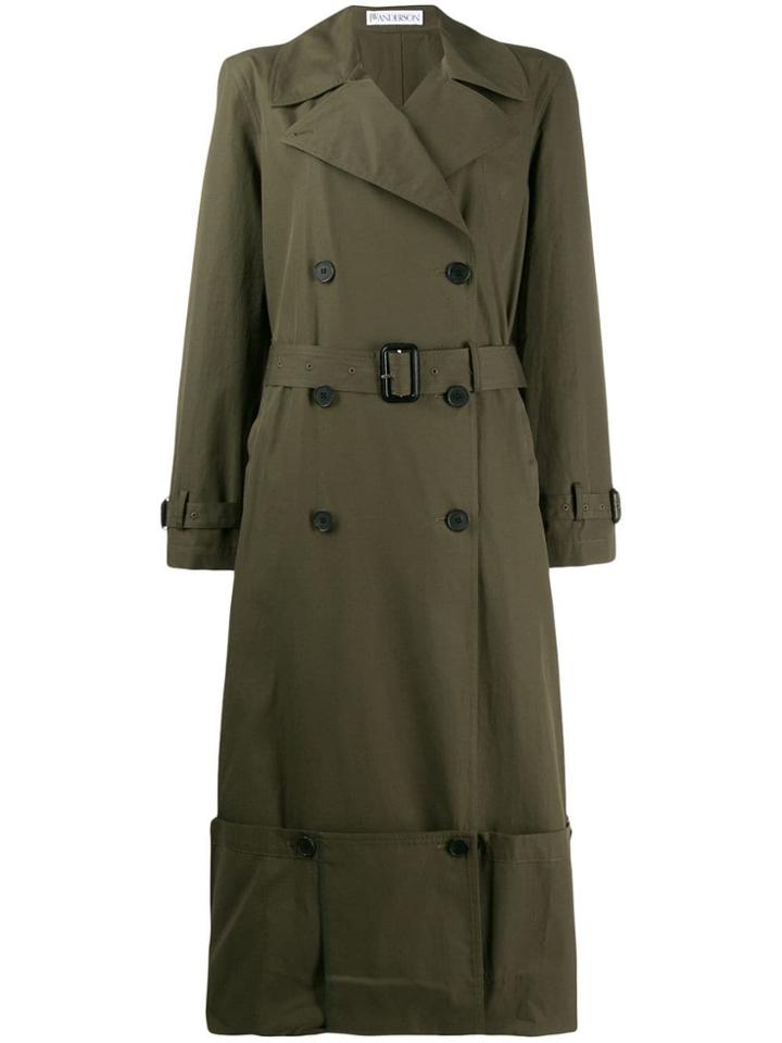 Jw Anderson Folded Hem Trench Coat - Green