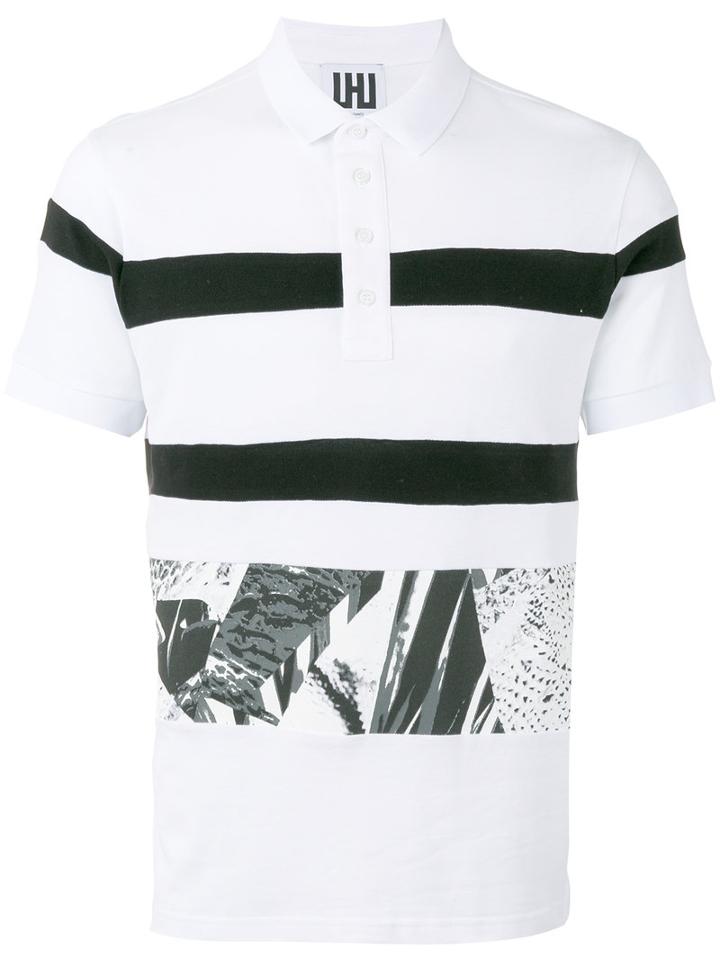 Les Hommes Printed Trim Polo Shirt, Men's, Size: Xl, White, Cotton