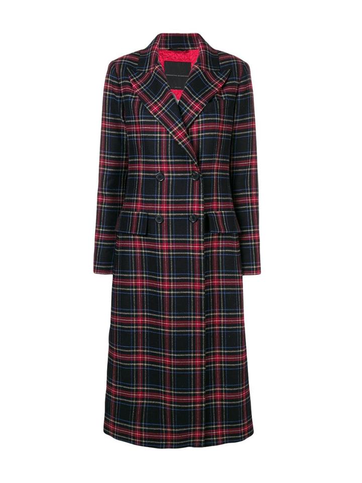 Ermanno Scervino Tartan Double-breasted Coat - Black