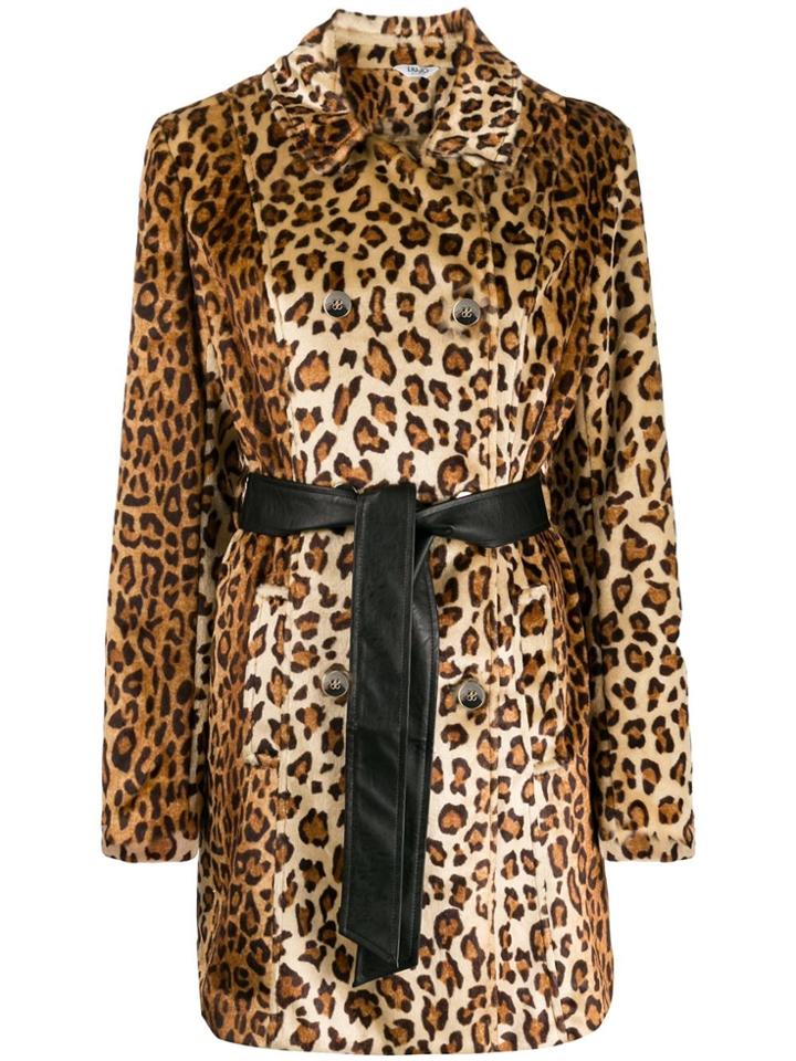 Liu Jo Leopard-print Double-breasted Coat - Neutrals