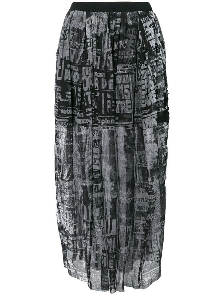 Diesel Printed Mesh Gathered Skirt - Black