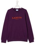 Lanvin Enfant Teen Logo Print Sweatshirt - Purple