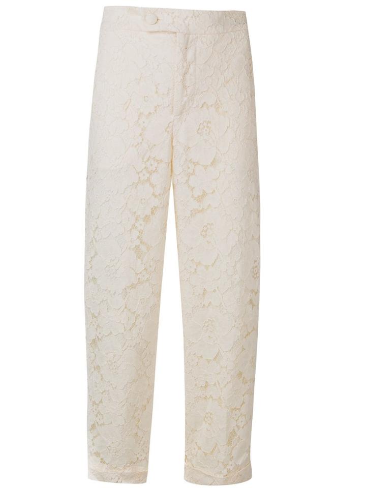 Twin-set Floral Lace Cropped Trousers - Neutrals
