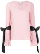 Blumarine Pleated Cuff Crepe Blouse - Pink