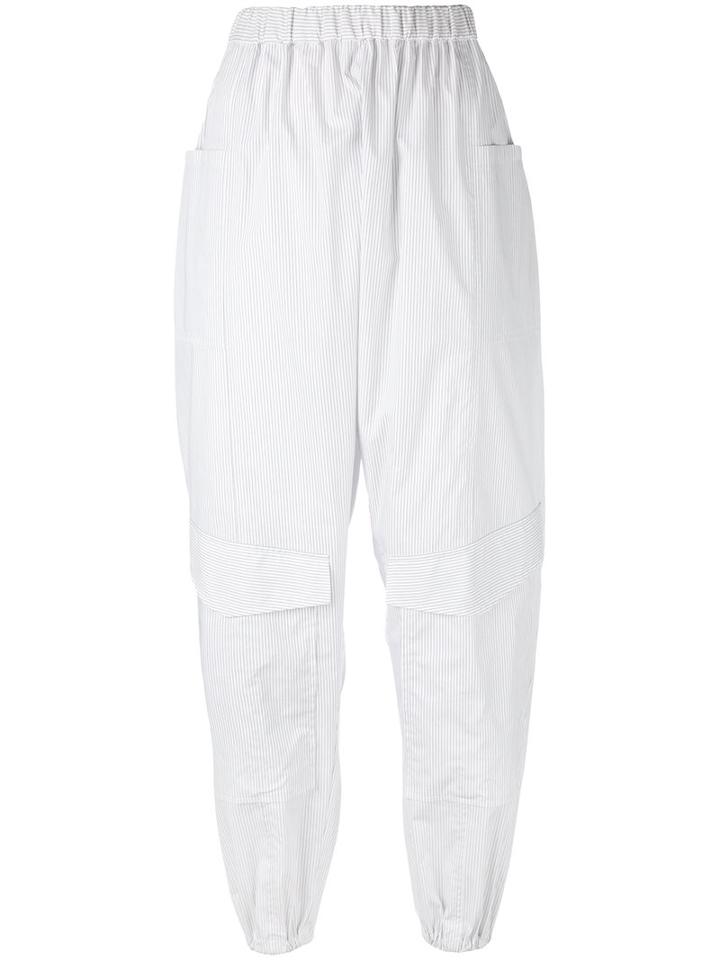 Chalayan - Striped Balloon Trousers - Women - Cotton/polyester - 40, Women's, White, Cotton/polyester