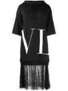 Valentino Vltn Lace-trimmed Sweatshirt Dress - Black