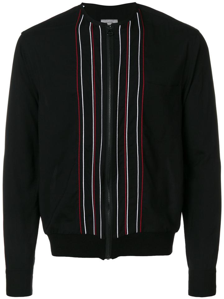 Lanvin Stripe Embroidered Bomber Jacket - Black
