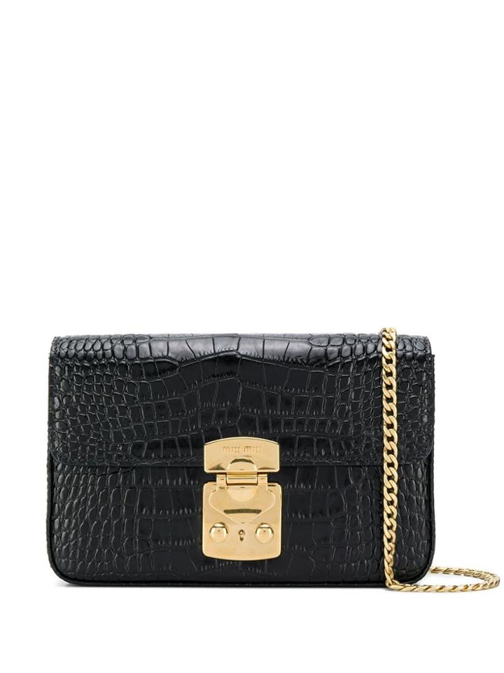 Miu Miu Crocodile-effect Crossbody Bag - Black