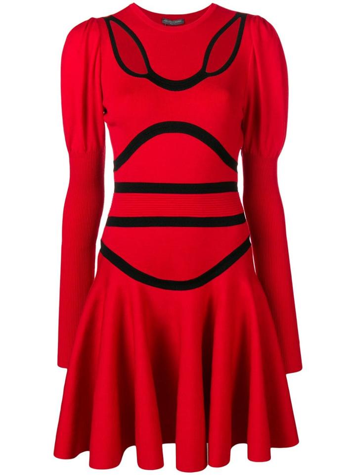 Alexander Mcqueen Cut Out Knitted Dress - Red