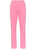 Sjyp High Waisted Cropped Straight Leg Jeans - Pink