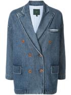 Jejia Denim Double-breasted Jacket - Blue