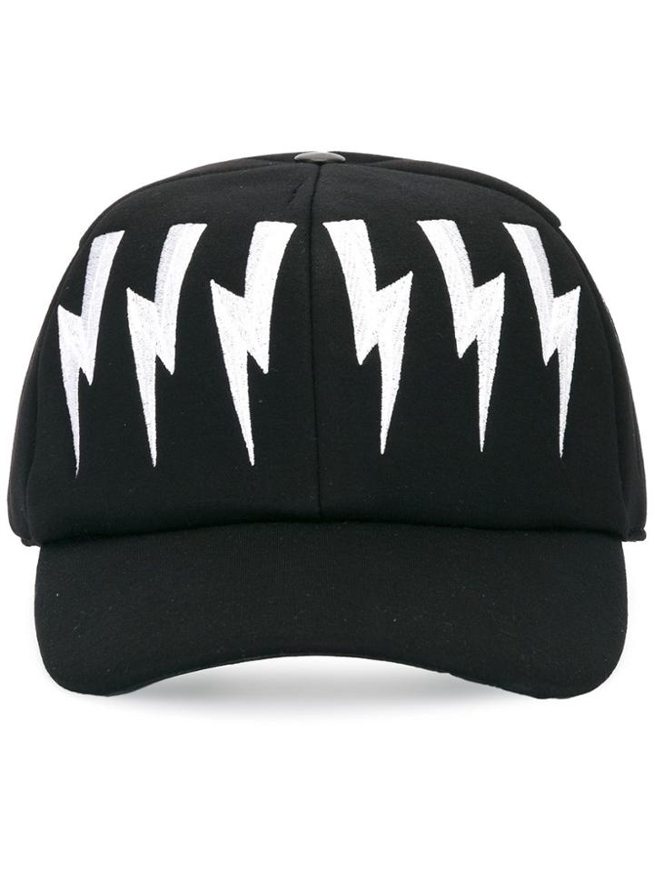 Neil Barrett Lightning Bolt Baseball Cap - Black