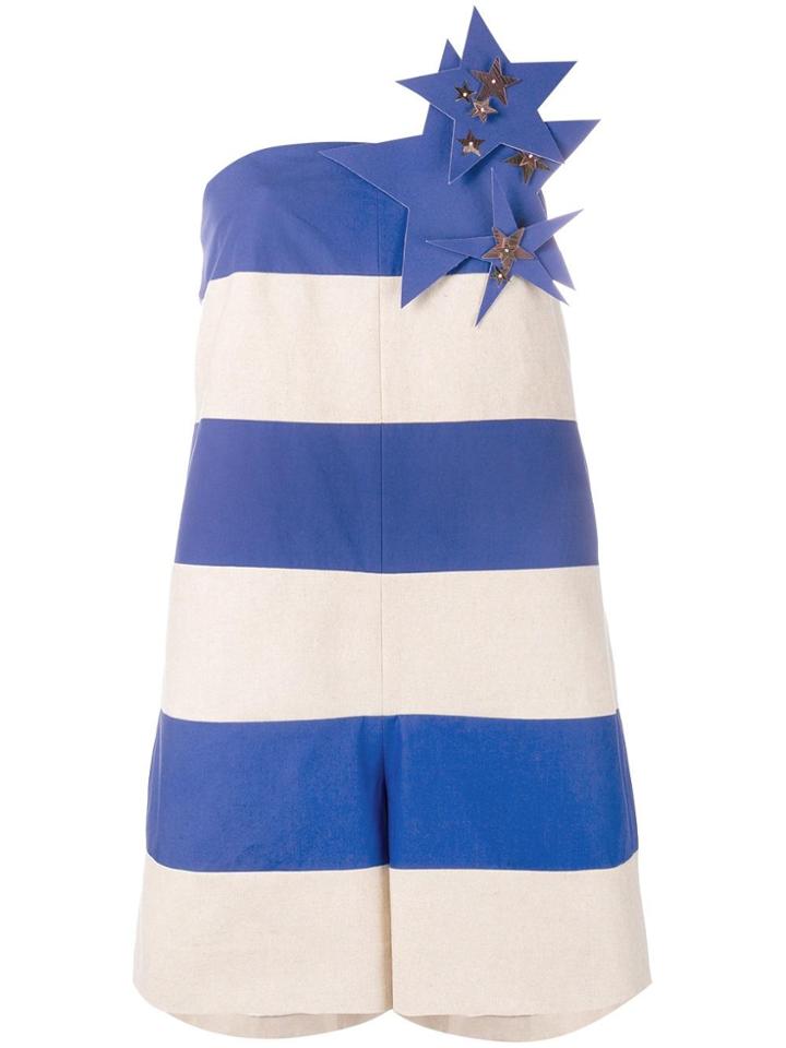 Delpozo Star And Stripe Playsuit - Nude & Neutrals