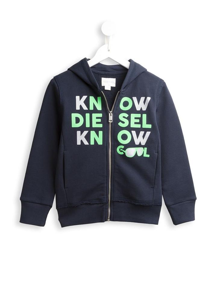 Diesel Kids Logo Zipped Up Hoodie
