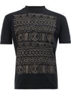 Christopher Nemeth Patterned Funnel-neck T-shirt, Men's, Size: Medium, Black, Cotton