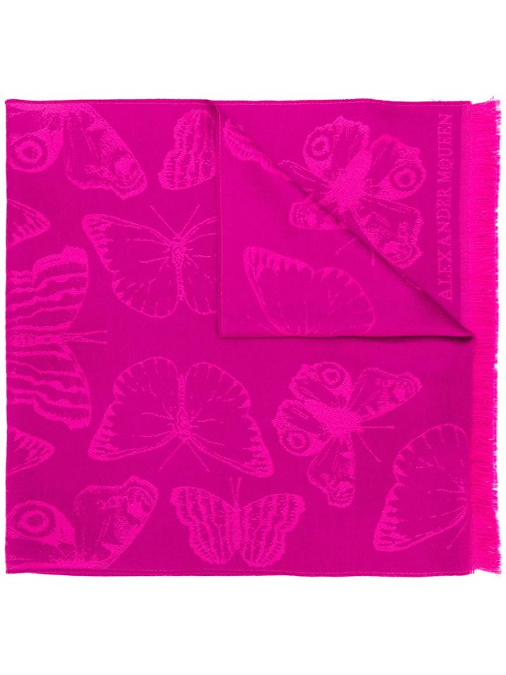 Alexander Mcqueen Knit Logo Scarf - Pink & Purple