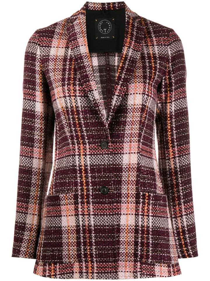 T Jacket Plaid Coat - Purple