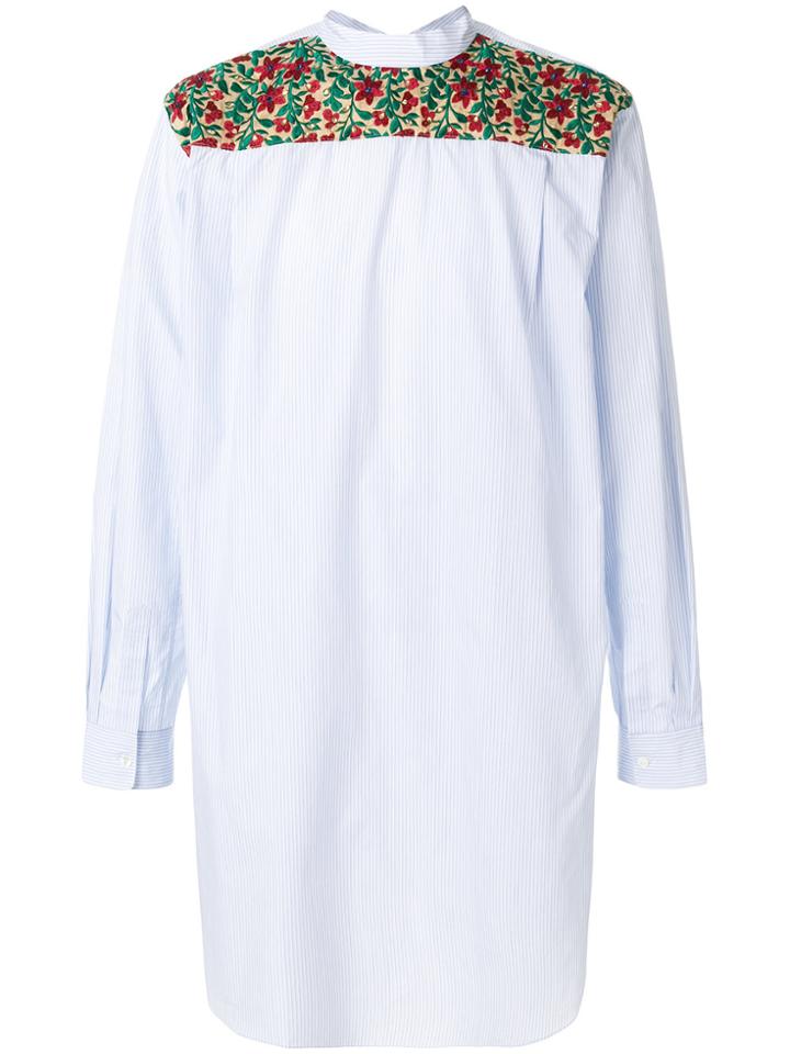 Comme Des Garçons Homme Plus Floral Yoke Striped Tunic - Blue