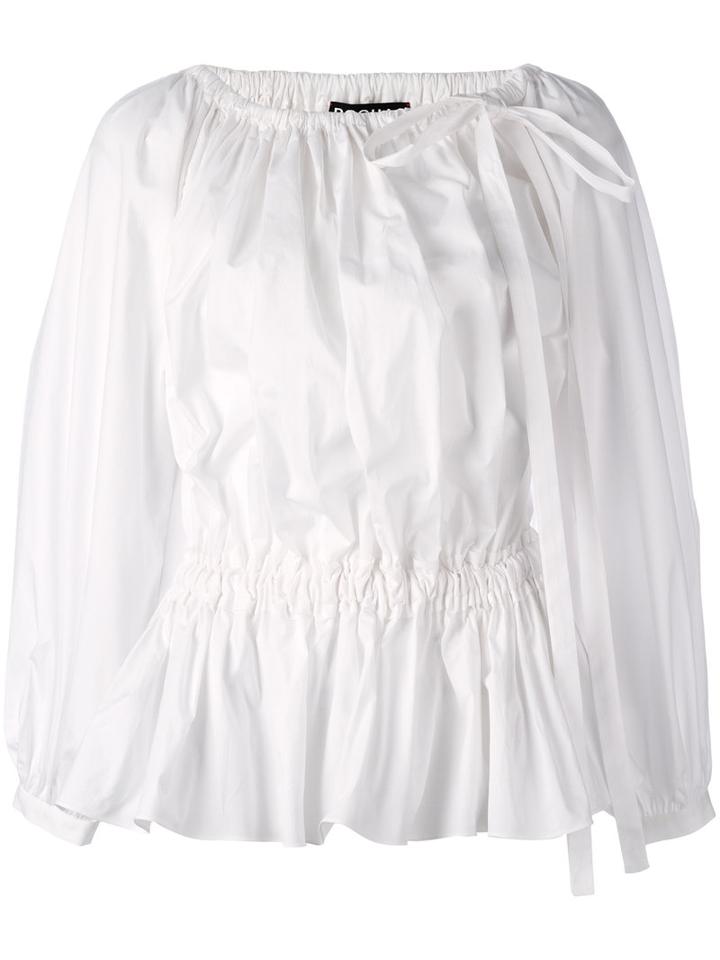 Rochas Pleated Blouse, Women's, Size: 42, White, Cotton/spandex/elastane