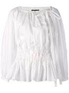 Rochas Pleated Blouse, Women's, Size: 42, White, Cotton/spandex/elastane