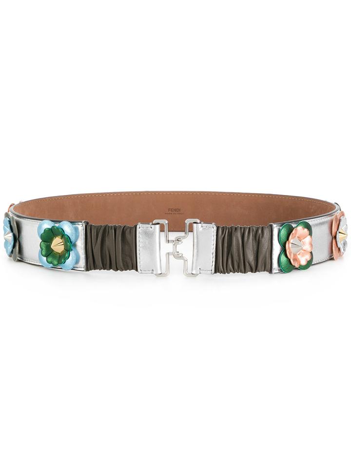 Fendi Appliqué Flower Belt - Metallic