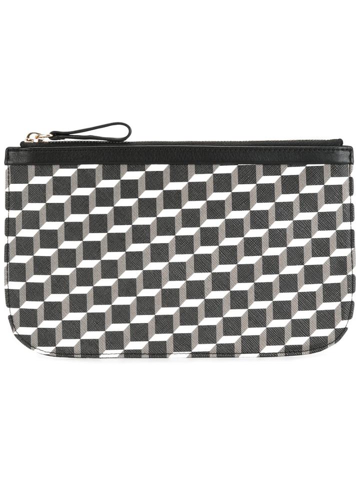 Pierre Hardy Cube Print Clutch Bag, Men's, Black, Leather