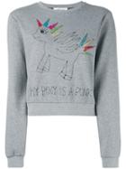 Jimi Roos - Embroidered Pony Sweatshirt - Women - Cotton/polyamide - L, Grey, Cotton/polyamide