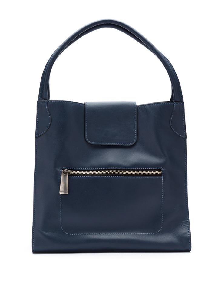 Mara Mac Leather Tote Bag - Blue