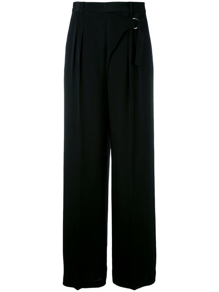 T By Alexander Wang - Wrap-effect Palazzo Pants - Women - Silk/polyester - 4, Black, Silk/polyester