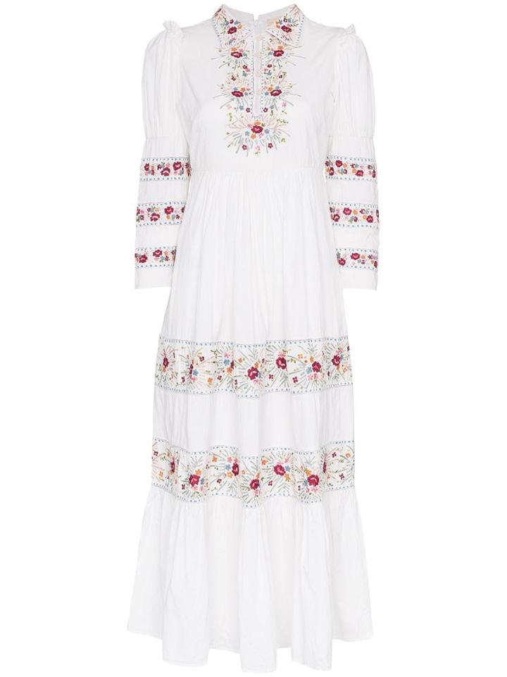 By Timo Floral Embroidered Cotton Midi Dress - White