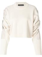 Y / Project Knit Adjustable Sleeve Cropped Jumper - Nude & Neutrals